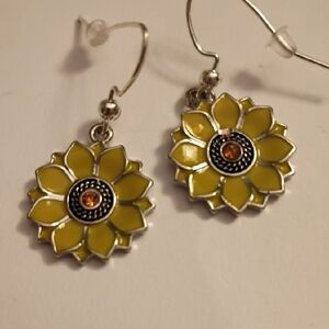 Sunflower Charm Yellow Earrings
